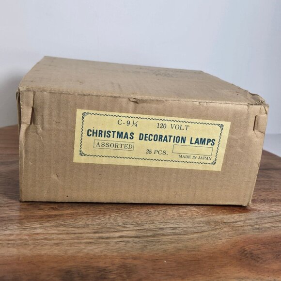 Vtg C-9 1/4 Christmas Light Bulbs/ Lamps Red Blue Whit 120V Japan Box 25  Untest - Picture 2 of 4